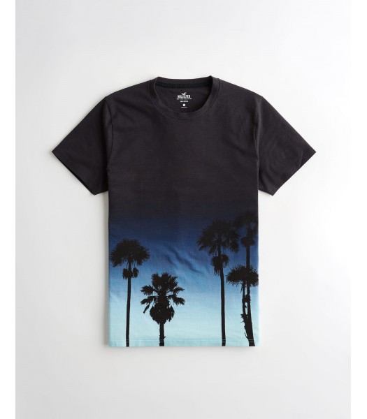 Hollister Navy To Light Blue Ombre Print Tee